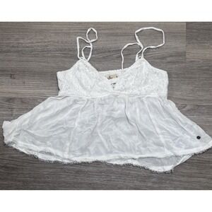 Vintage Y2K Hollister White Creme Babydoll Tank Top Women's Size Medium